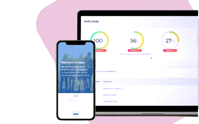 A smartphone and a tablet displaying health and productivity tracking apps on a pink background.