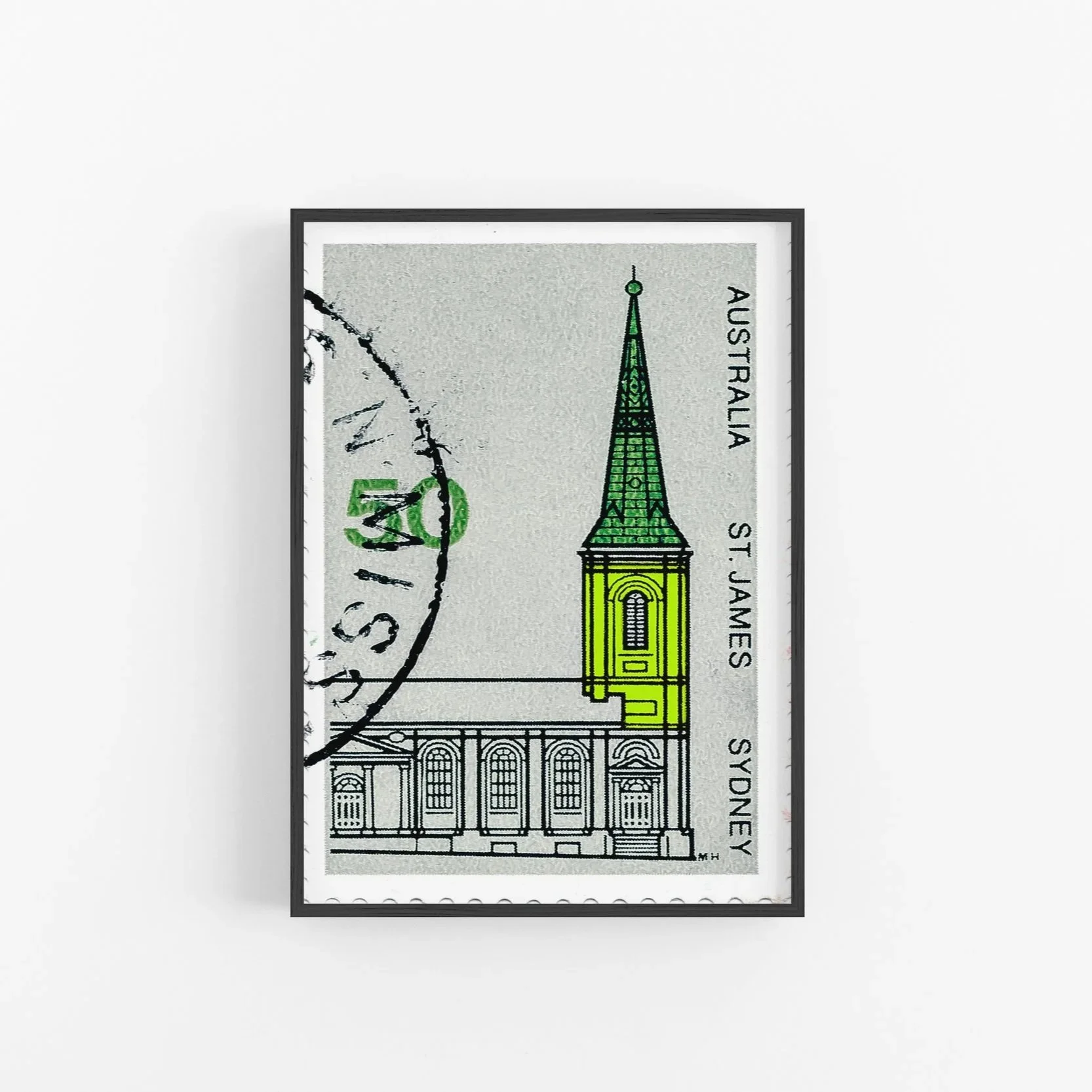 St James Church Sydney stamp, lime Civil Press edition