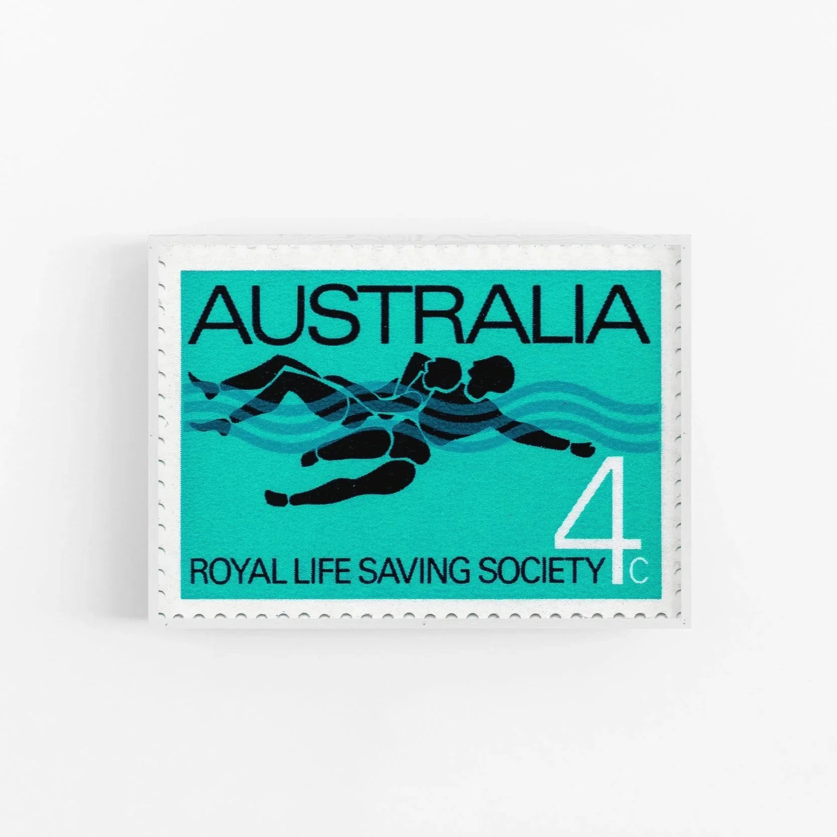 Royal Life Saving Society stamp, aqua Civil Press edition