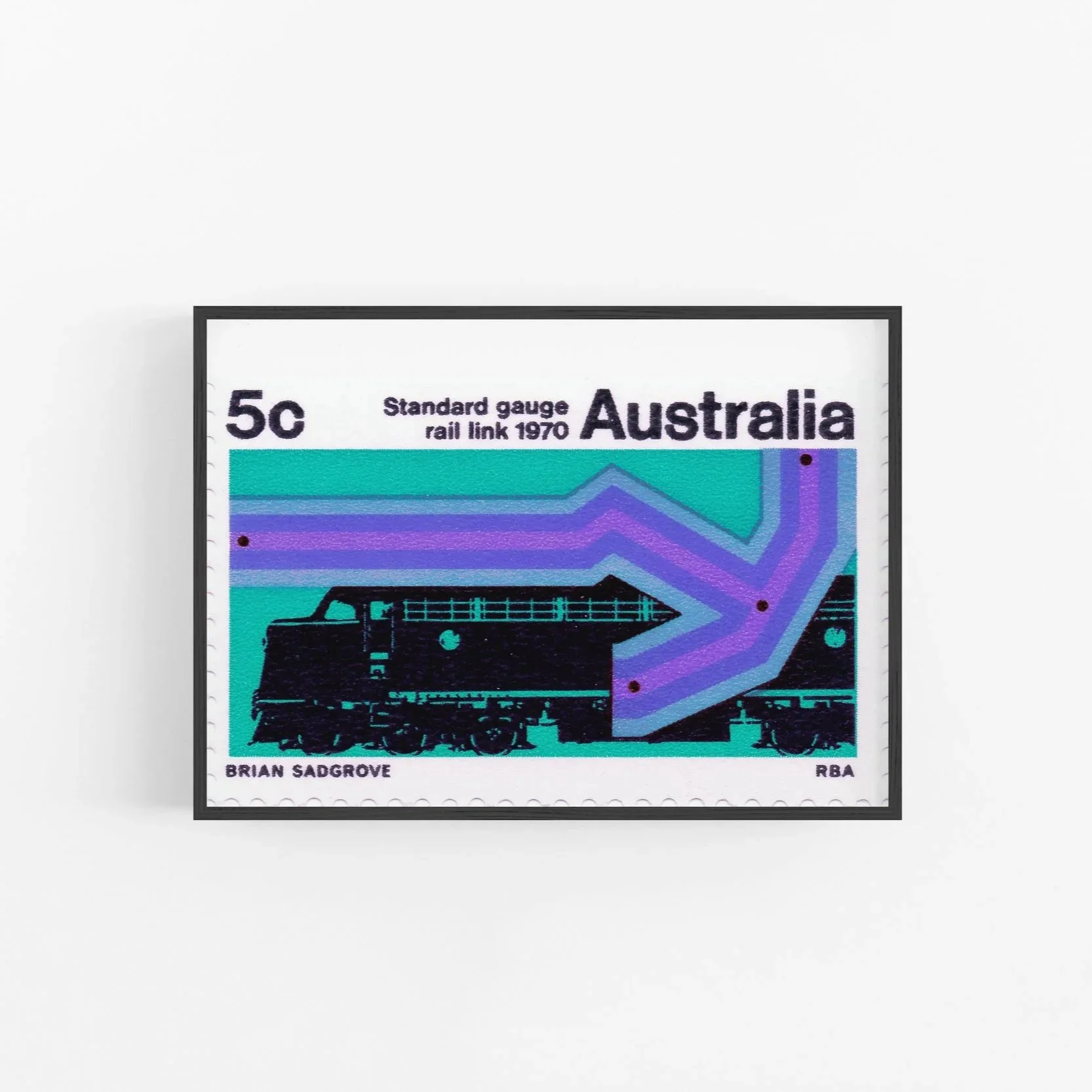 Standard gauge rail link stamp, green Civil Press edition