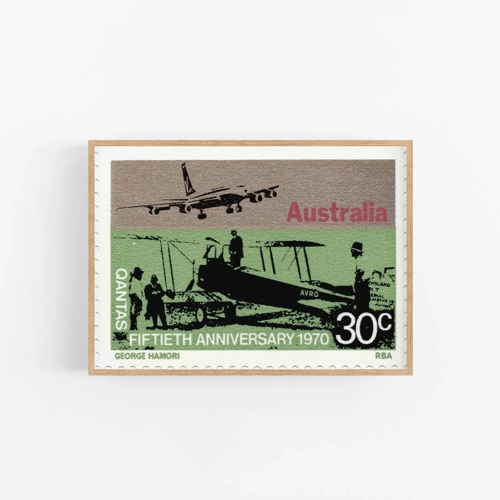 Qantas 50th anniversary stamp 30c, blue Civil Press edition