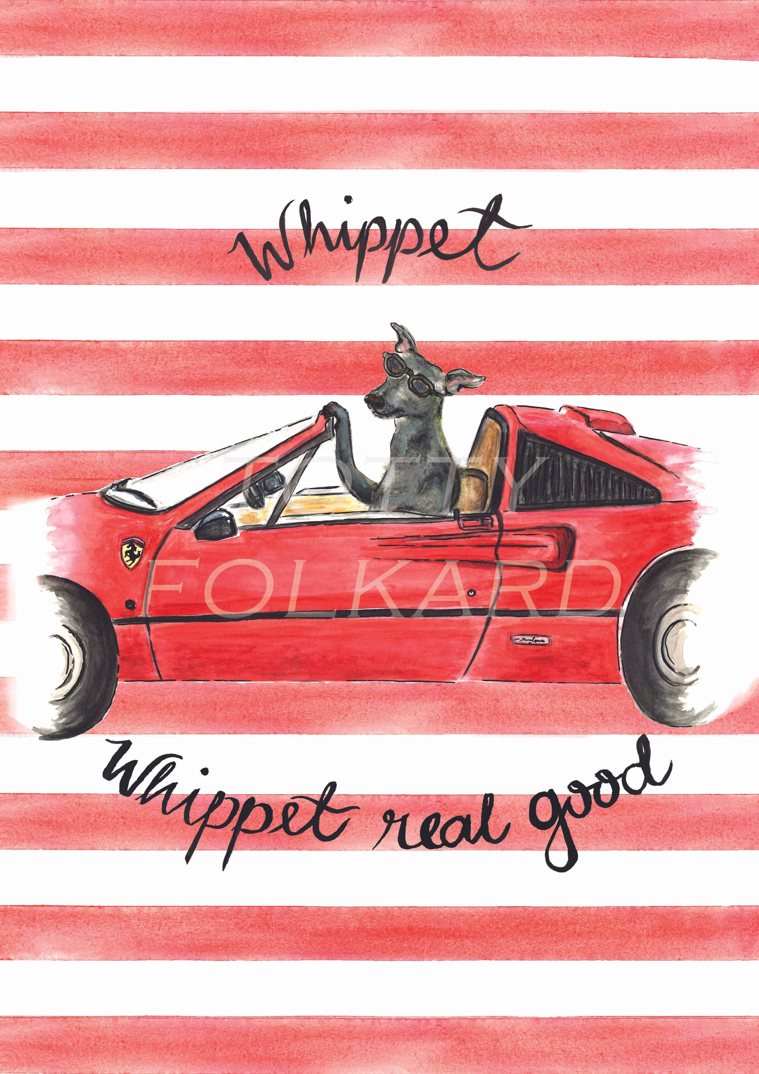 'Whippet, whippet real good' A3 print