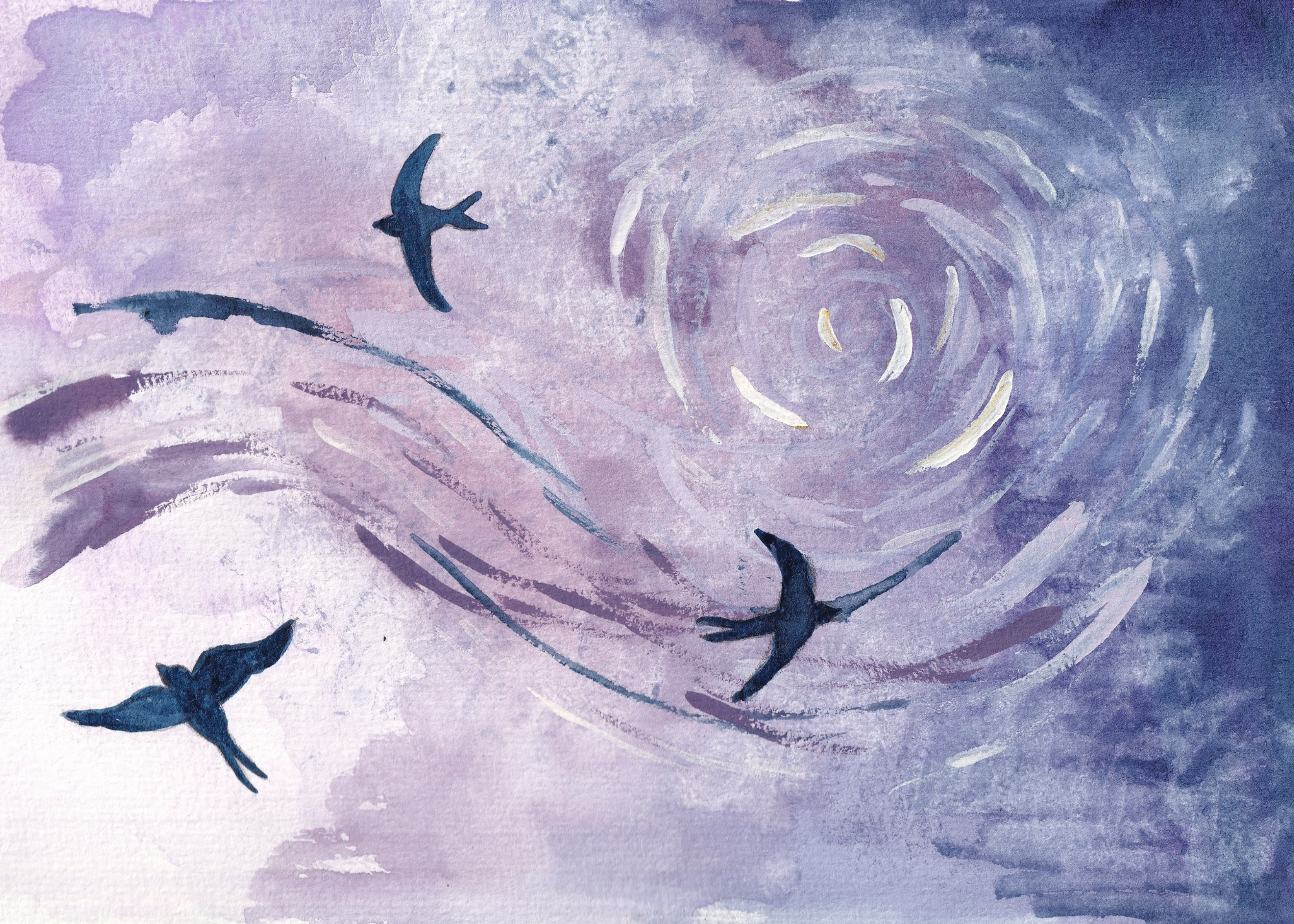 Andorinhas- watercolor & oil 
