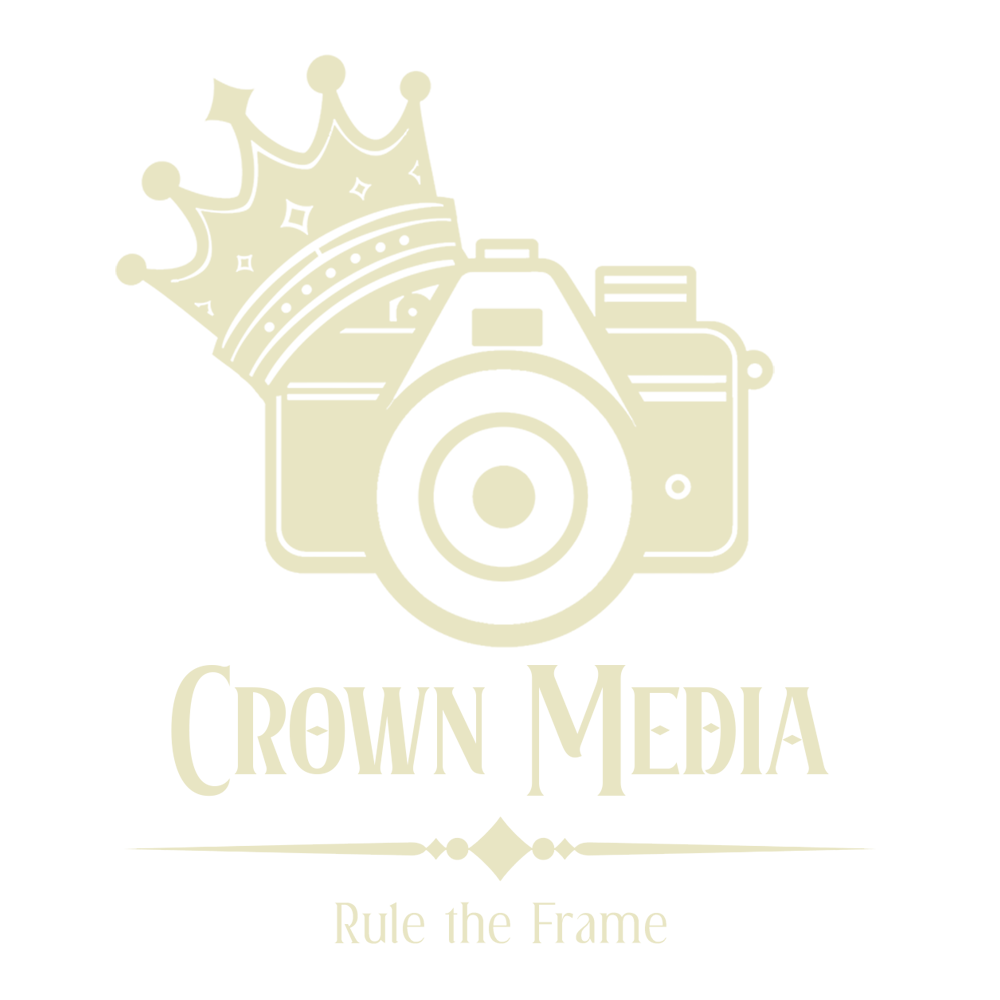 Stylized logo of a camera with a crown and the text 'Crown Media' and 'Rule the Frame' underneath.