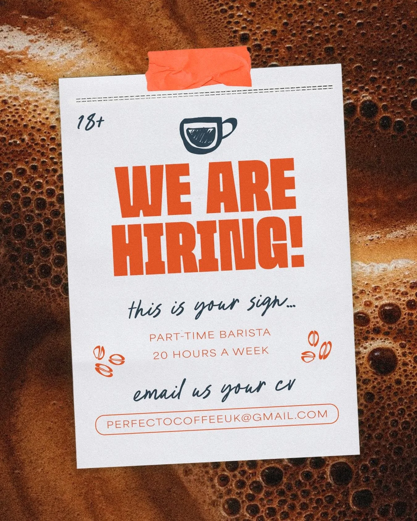 WE&rsquo;RE HIRING ☕️

Perfecto is looking for a warm, friendly and confident person to join our small independent coffee shop team as a part-time Barista.
We&rsquo;re offering approximately 20 hours per week, with working days open for discussion an