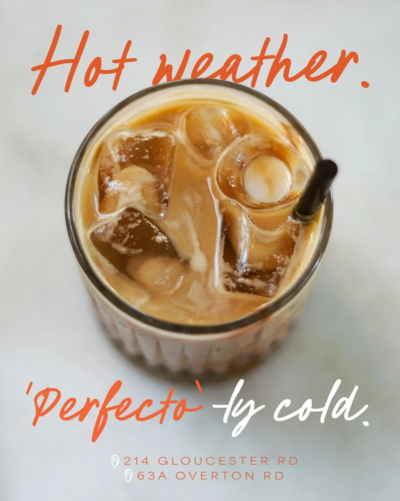 hot weather?
perfecto-ly cold ☕
the iced season is in full swing &mdash; come cool down with us. crafted for summer days, served all day.
#perfecto #icedcoffee #summermenu