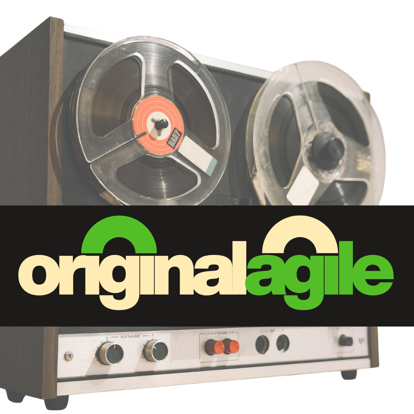 Image of a reel-to-reel tape recorder with the word 'original' in beige and 'agile' in green overlaid on the bottom part.