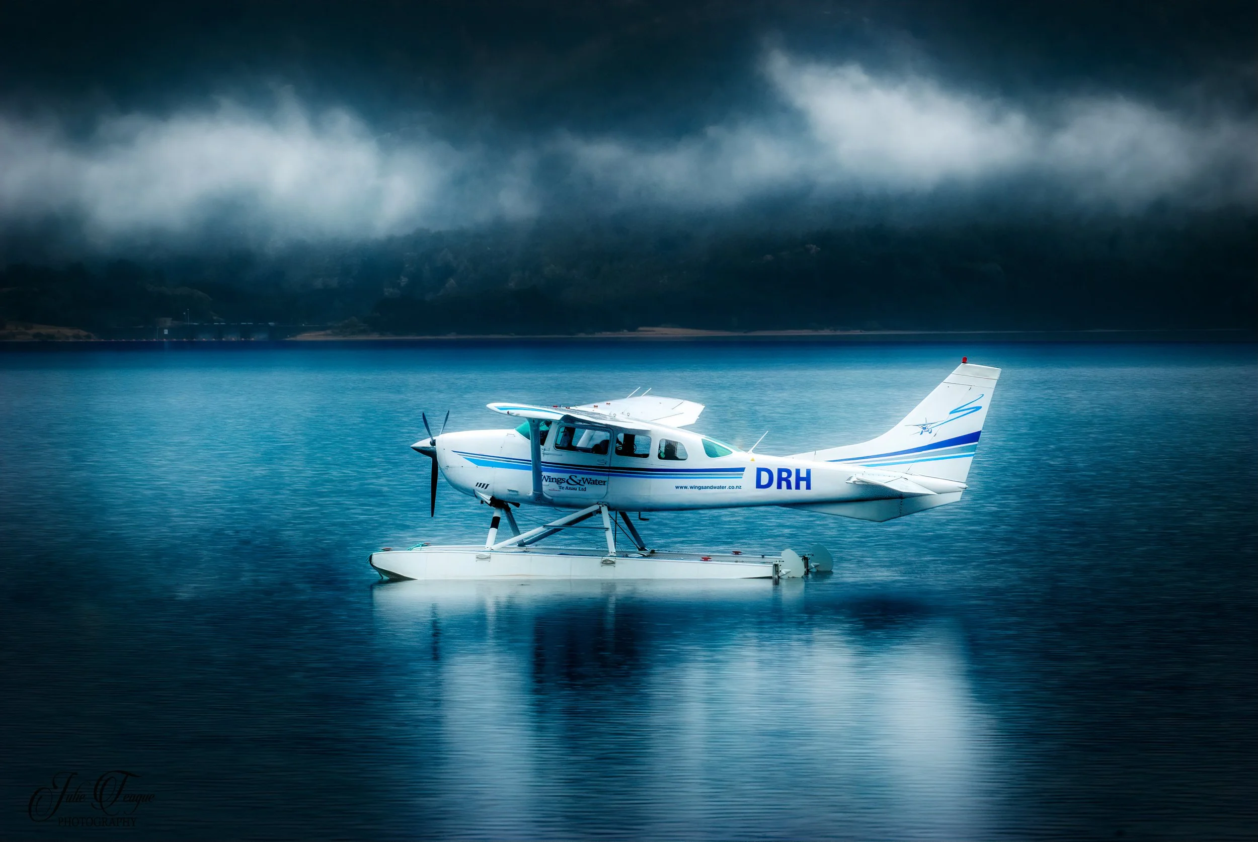 Seaplane Landing on a Cloudy day