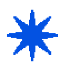 Blue asterisk-shaped symbol