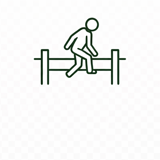 A simple line drawing of a person walking on a balance beam.