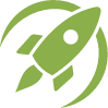 Green rocket icon with a circular background.