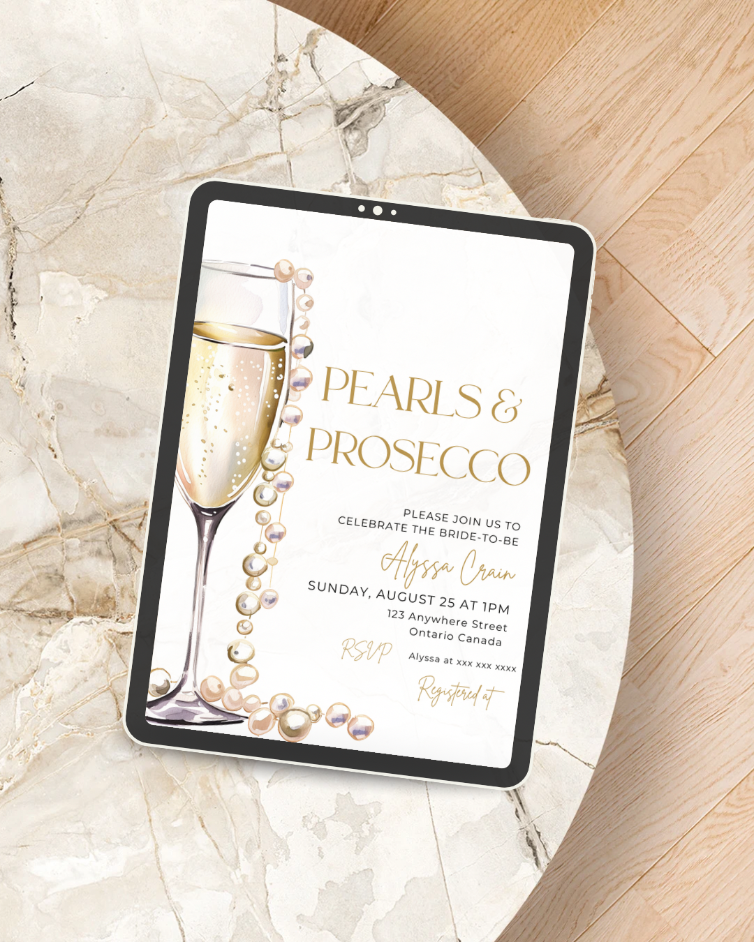Pearls & Prosecco Bridal Shower Invitation