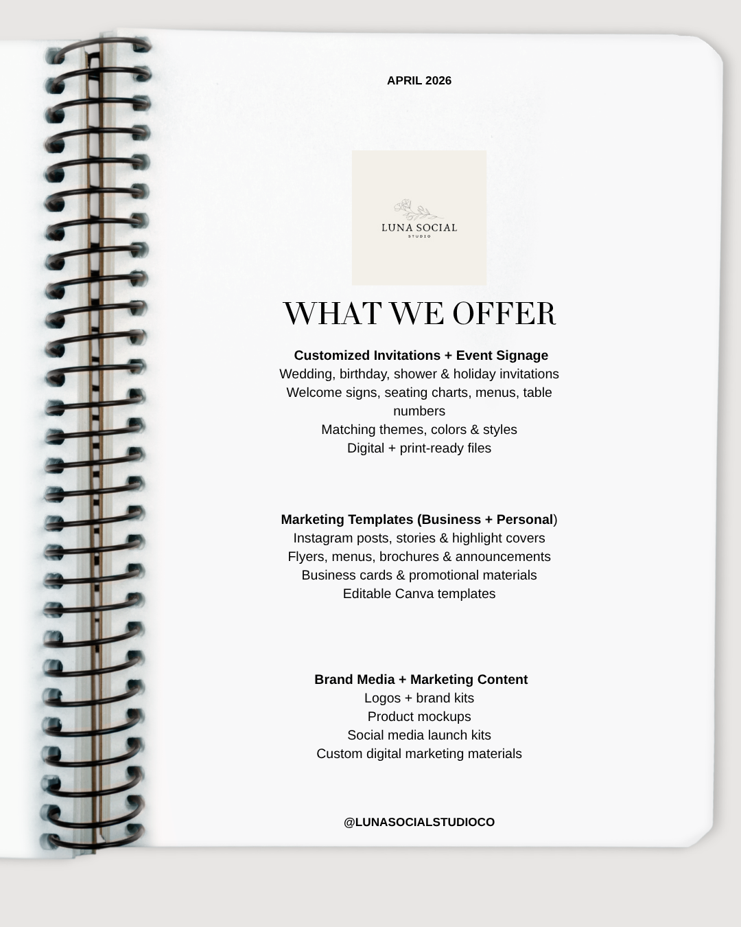🪩 What We Offer 1. Customized Invitations + Event Signage Wedding, birthday, shower & holiday invitations Welcome signs, seating charts, menus, table numbers Matching themes, colors & styles Digi.png