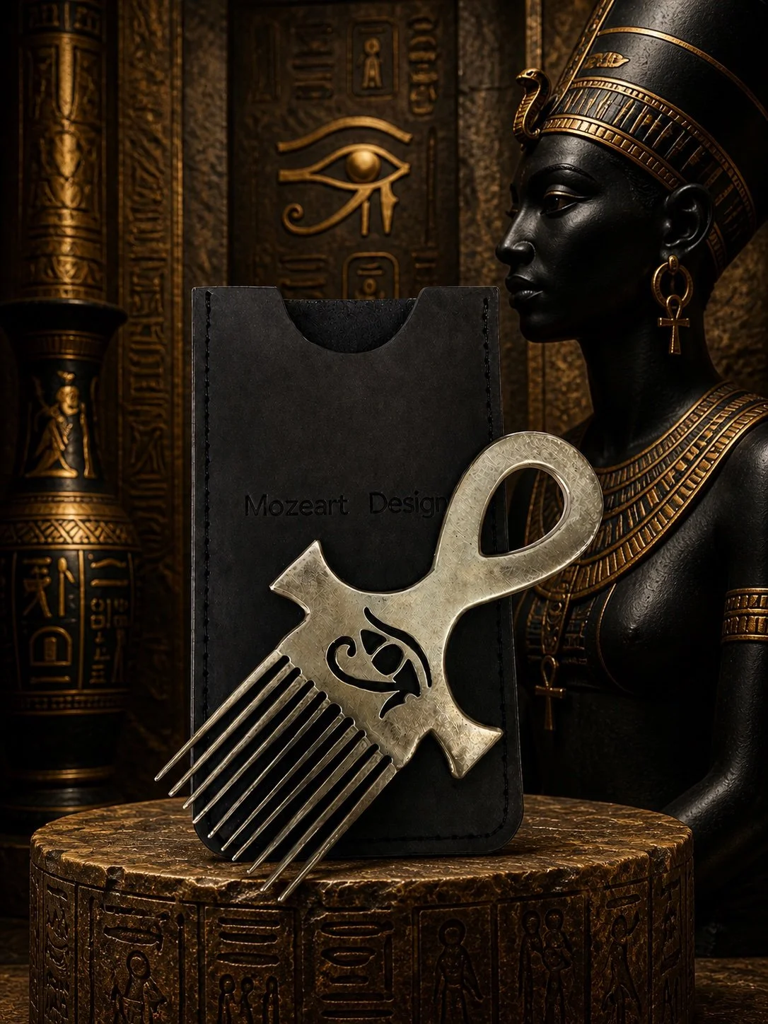 Kemetic Healing Comb w/Leather Case