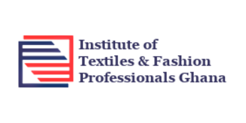 Logo for the Institute of Textiles and Fashion, Professional & Global, featuring stylized red and blue lines resembling an open book or textile fibers.