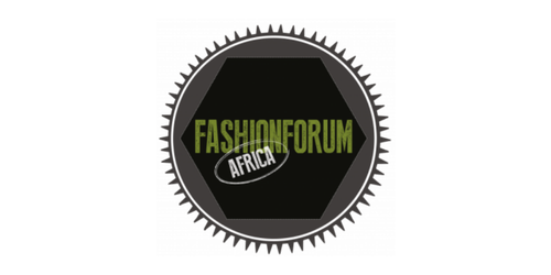 Fashion Forum Africa logo with a black background and green and white text inside a circular border.