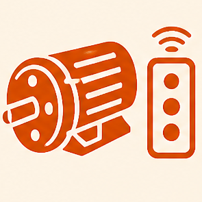An illustration of a motor or engine connected to a remote control or wireless device.