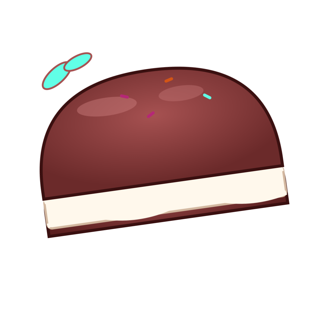 Digital illustration of a chocolate Santa-shaped Christmas treat with colorful sprinkles, a red hat, and a white band, representing Santa Claus.