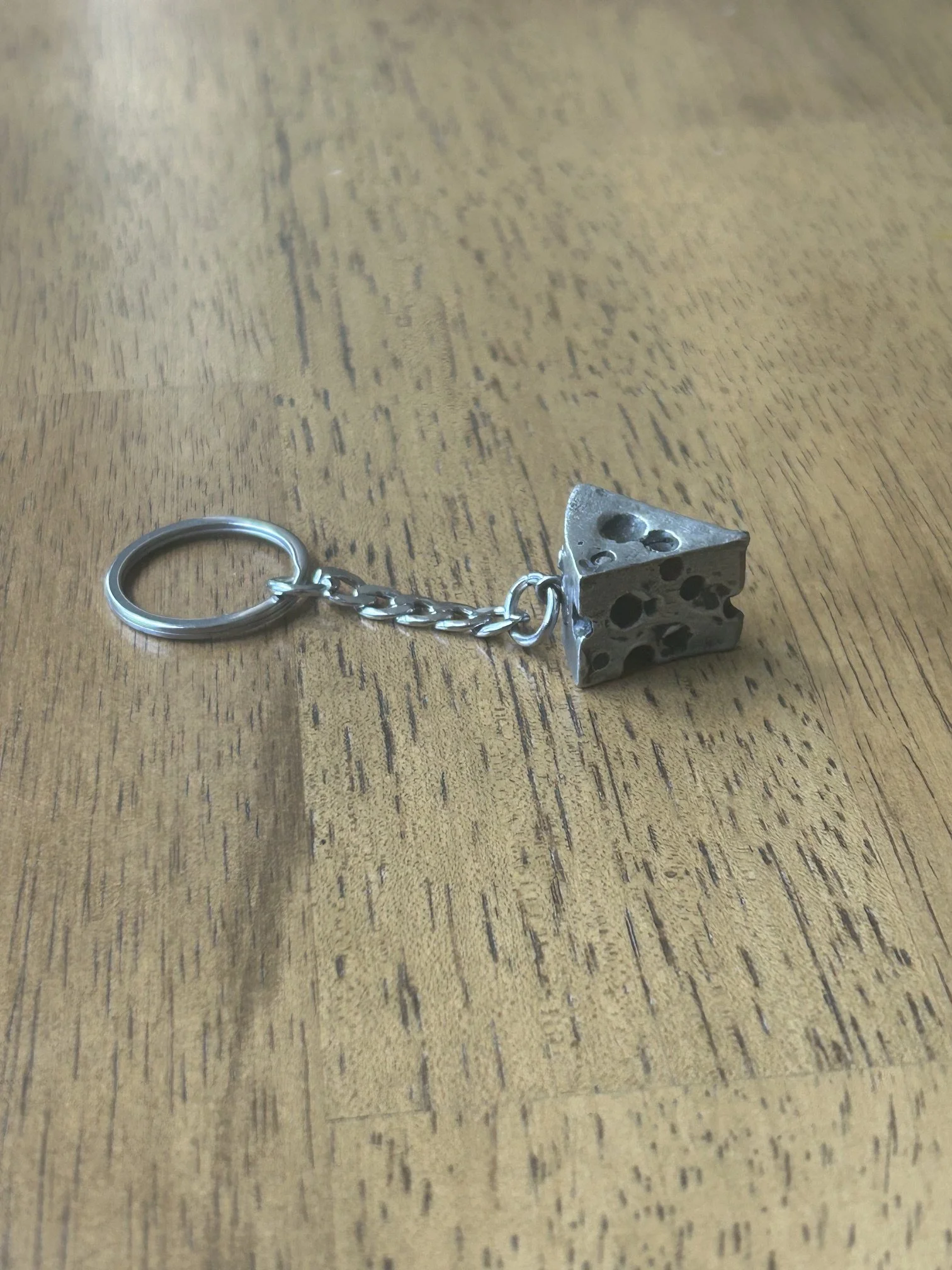 HANDMADE Solid Pewter Cheese Keychain