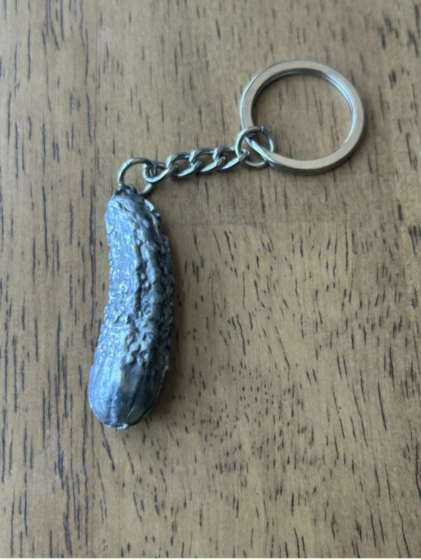 Handmade Pickle Keychain Made from Solid Pewter