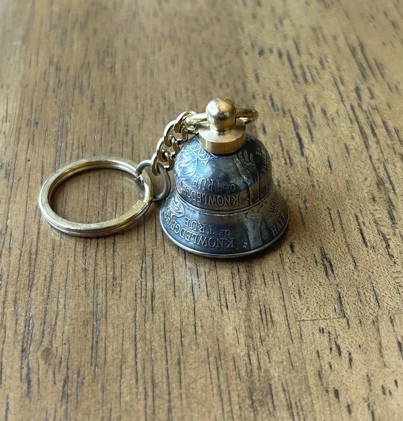 HANDMADE Brass Top Bell Keychain! Made with 2026 Half Dollars