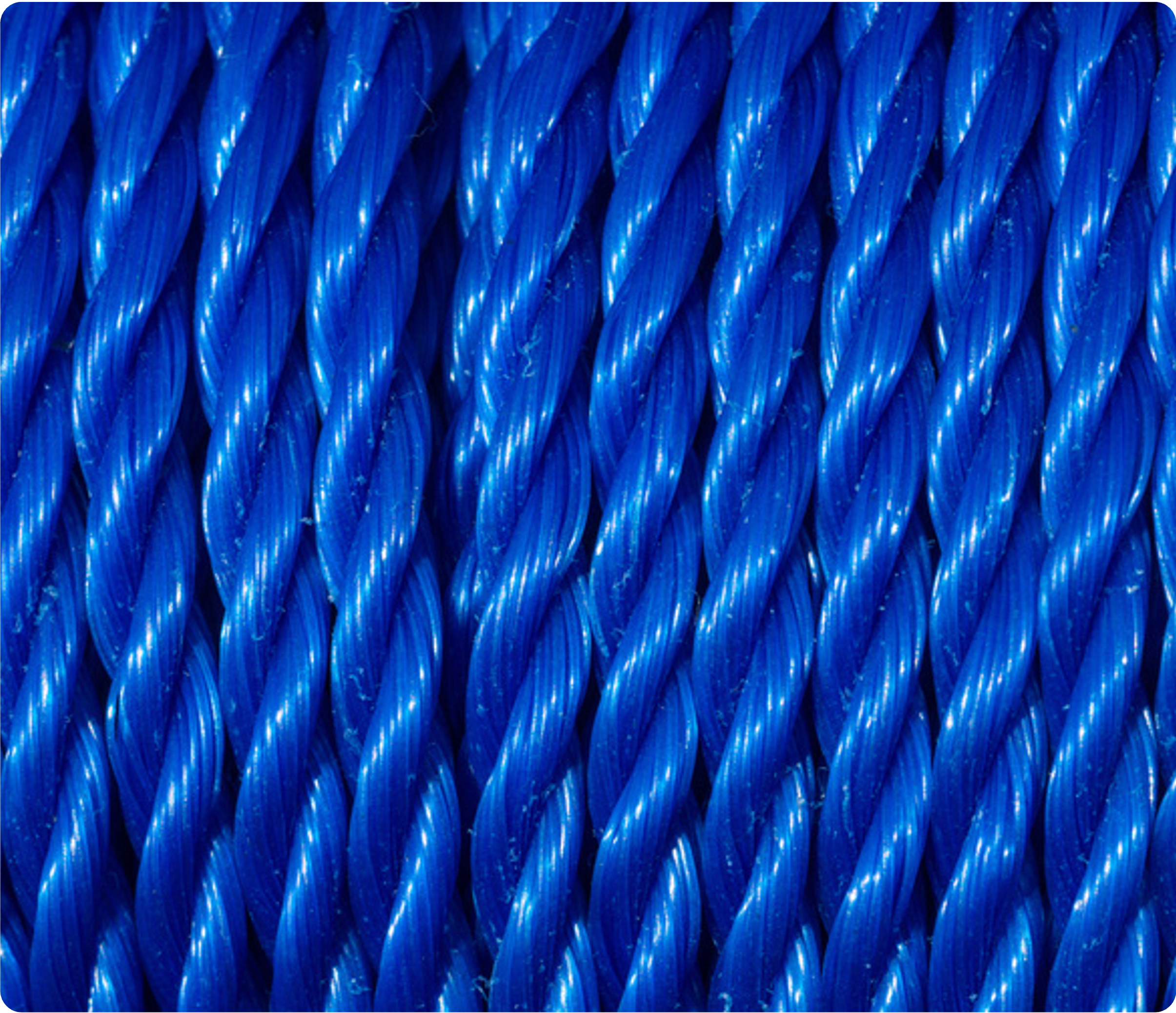 Close-up of tightly coiled blue textile rope.