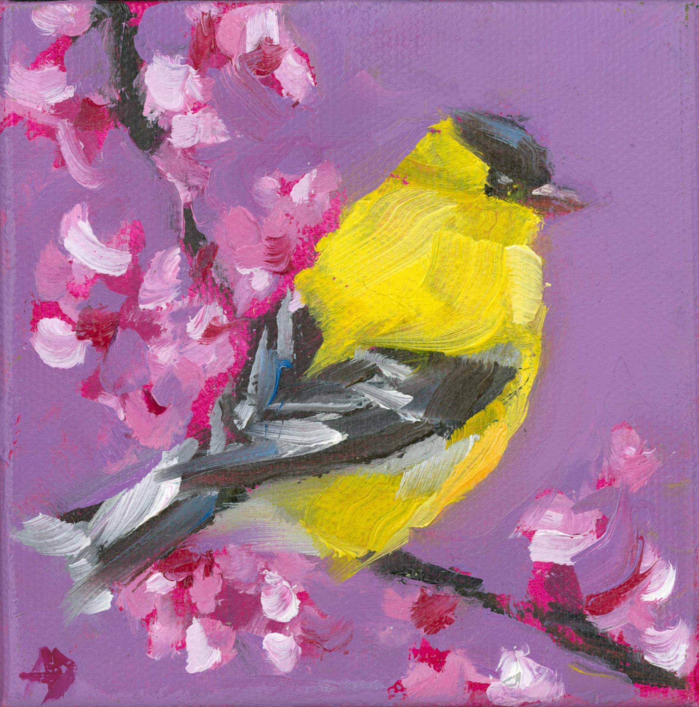 Goldfinch on Purple