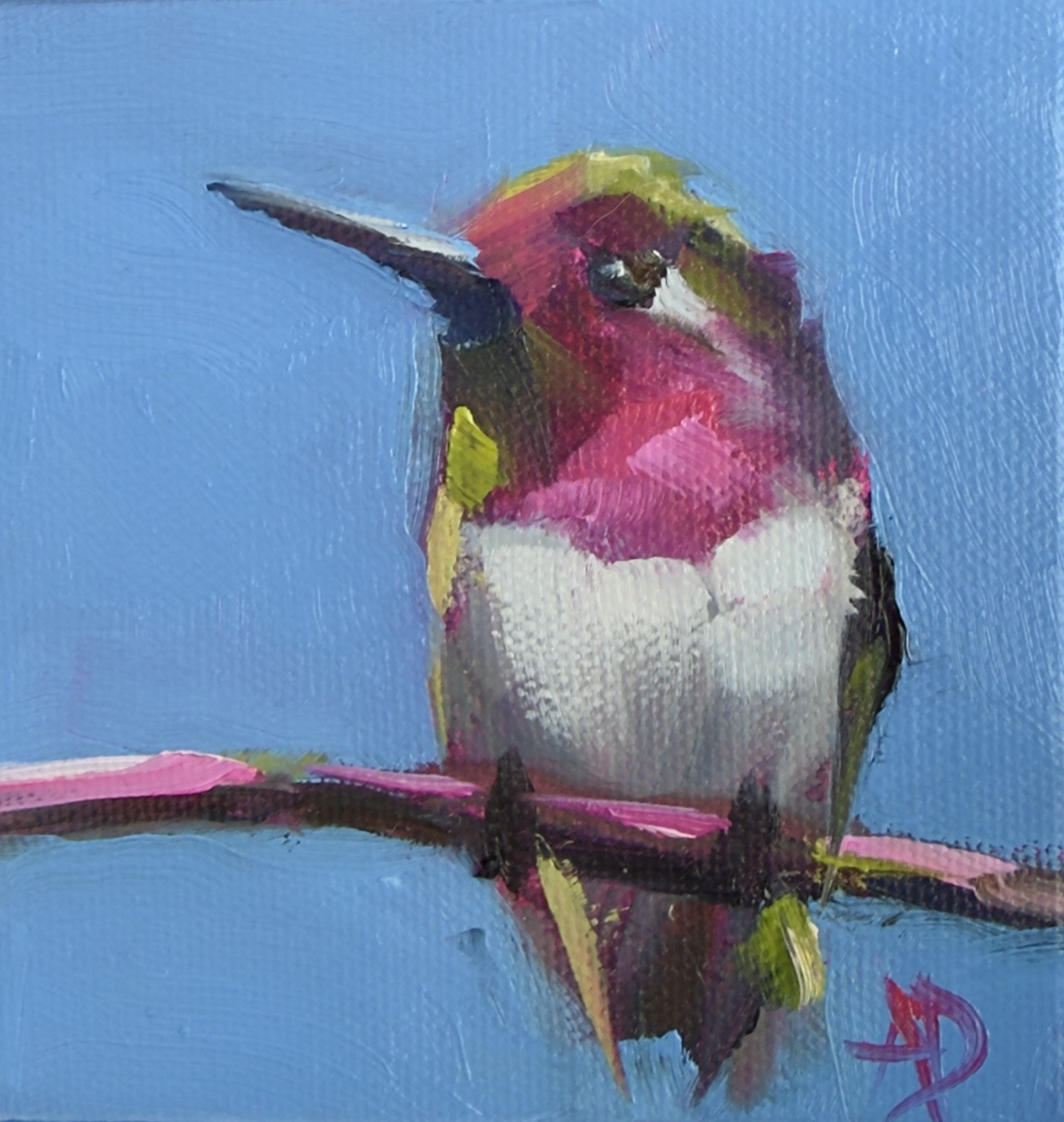 Hummingbird on Blue