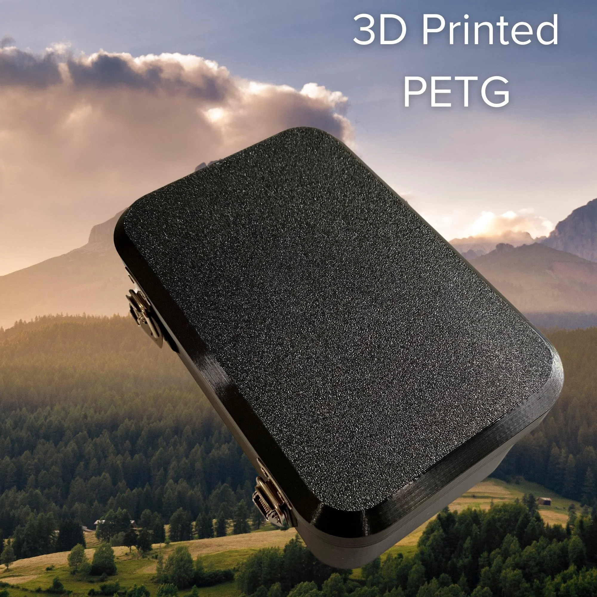 Closed DJI Mini 4 Pro hard case, side angle showing the latches