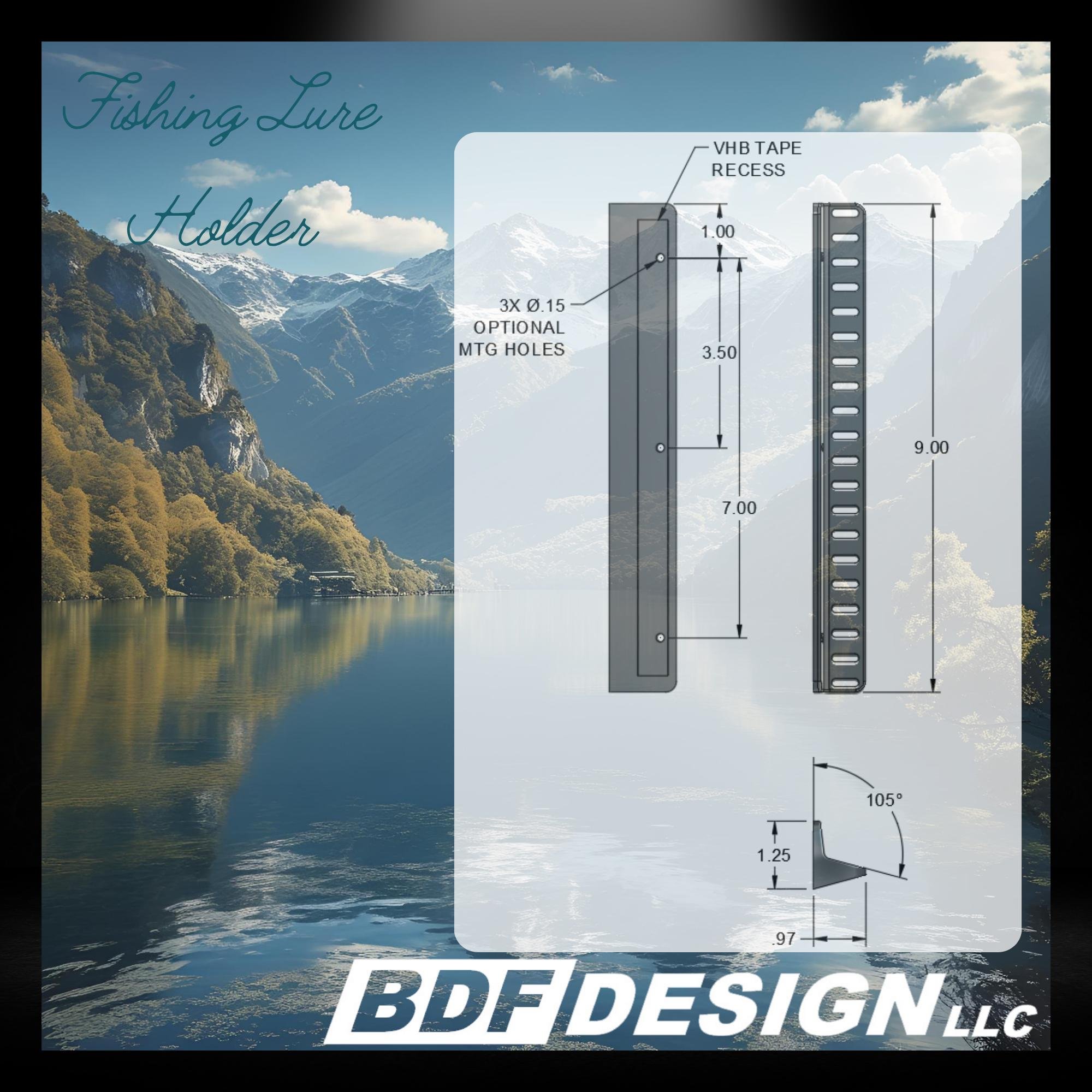 Fishing lure holder dimension drawing