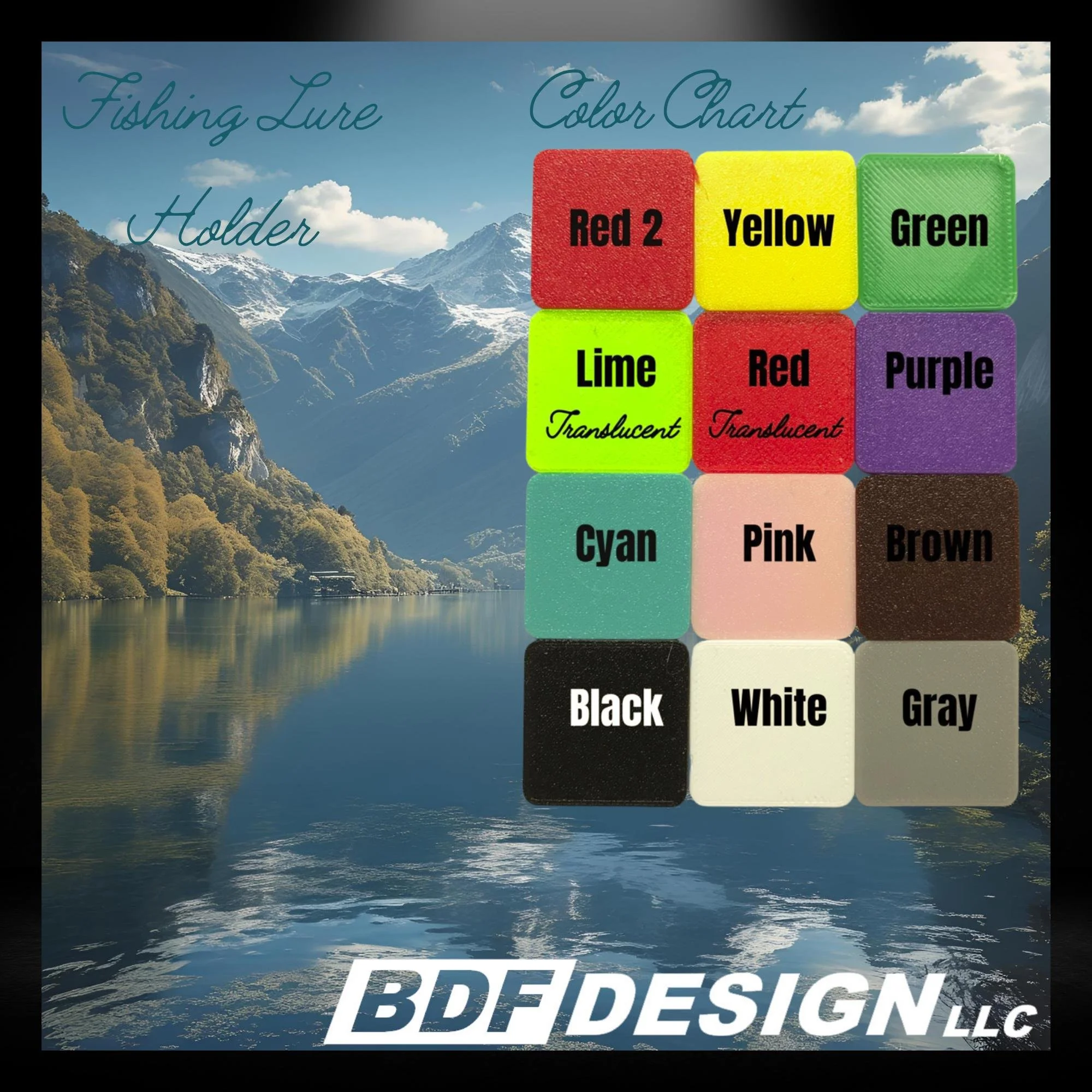 Color chart of available filament colors