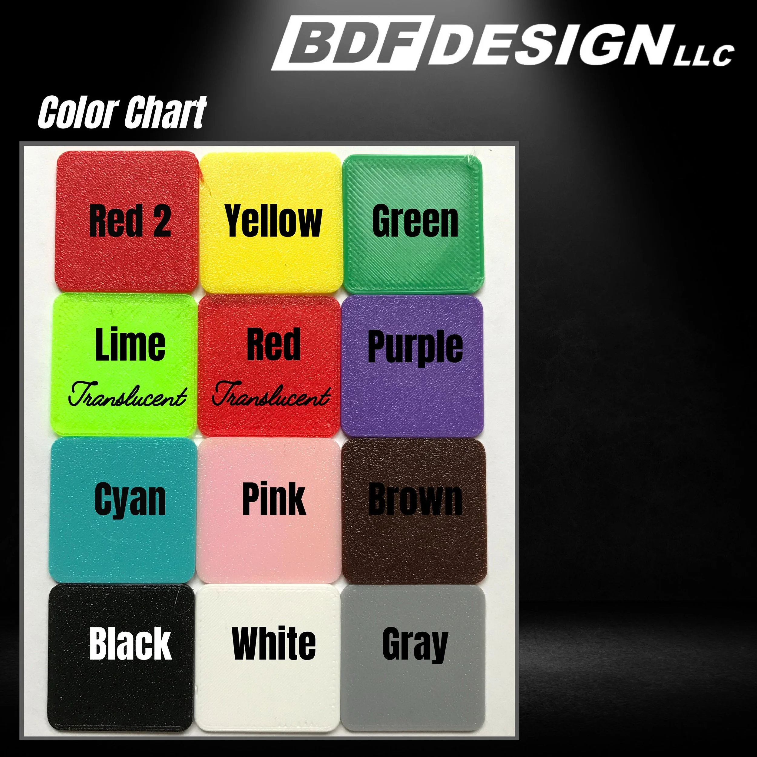 Color chart of available Croc Spur colors