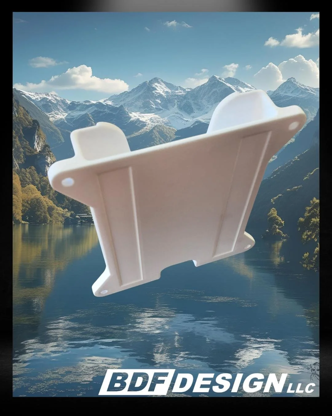 White phone holder, rear angled view