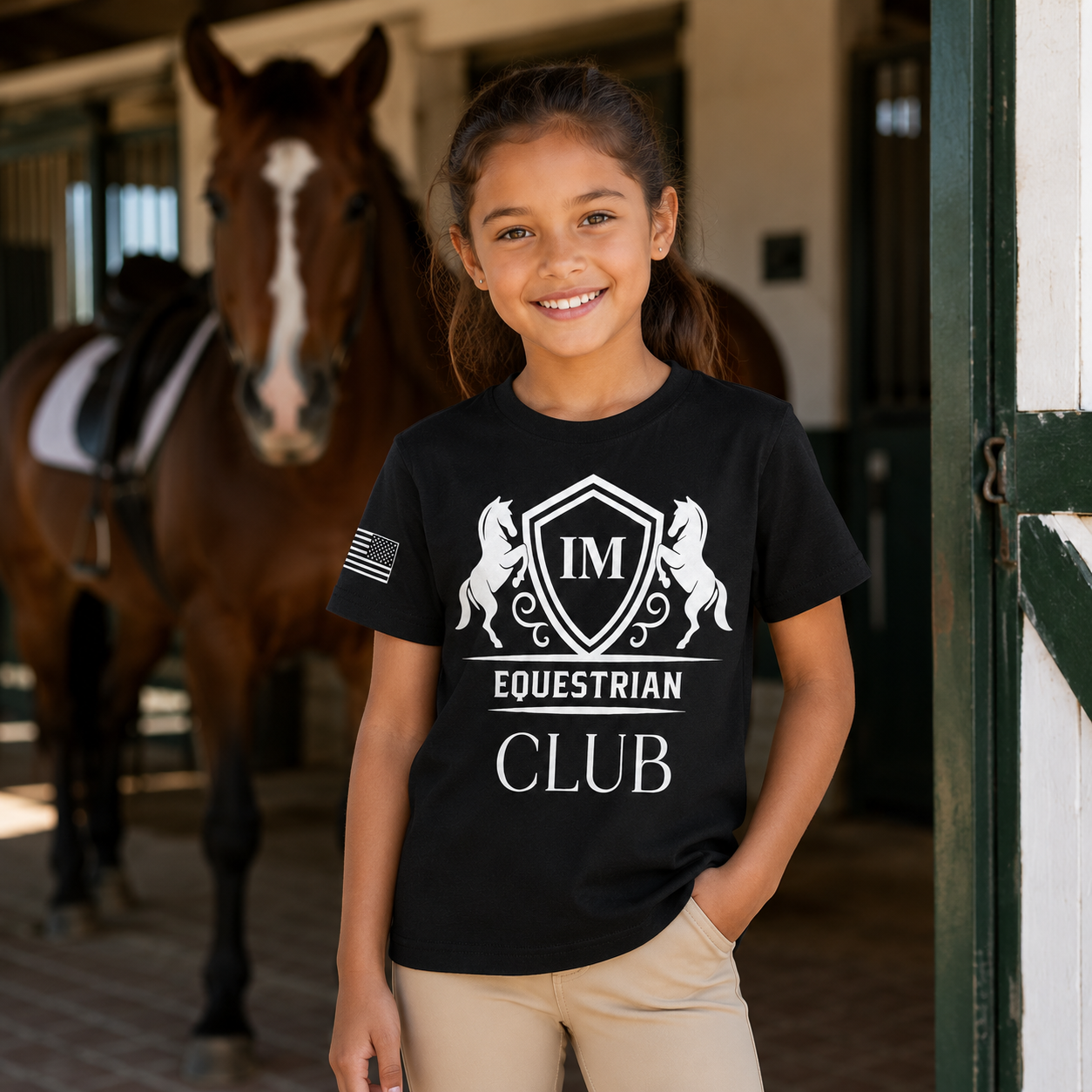 Girl wearing screen printed youth T-shirt.png