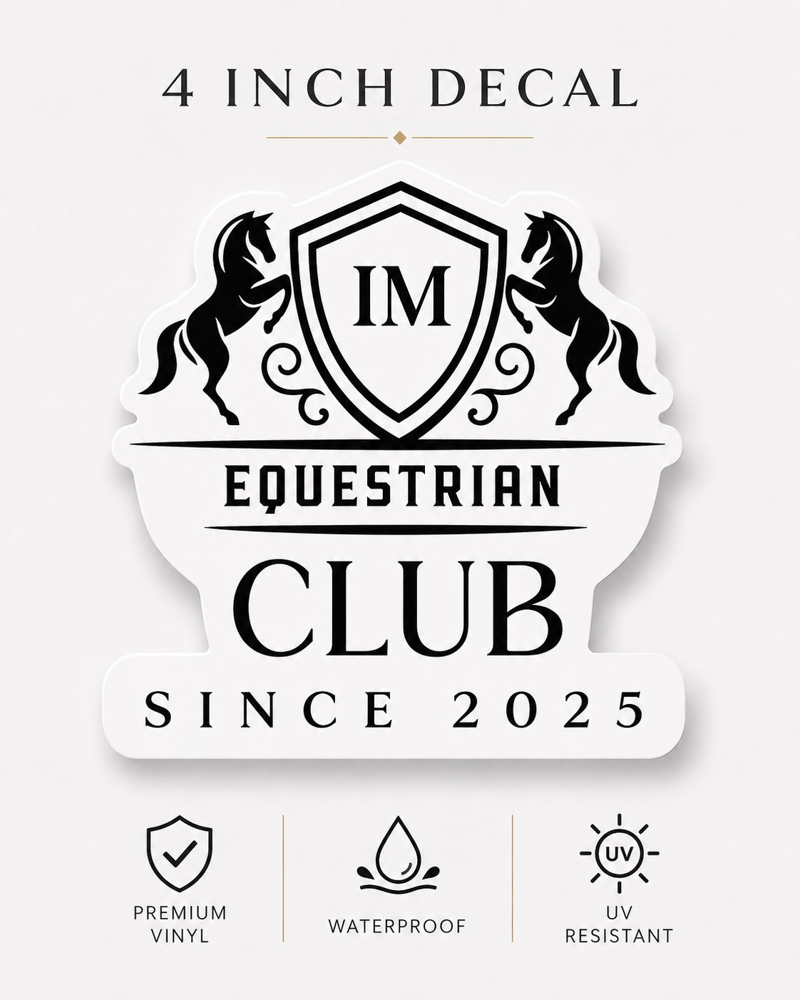 IM Equestrian Club 4-Inch White Vinyl Decal