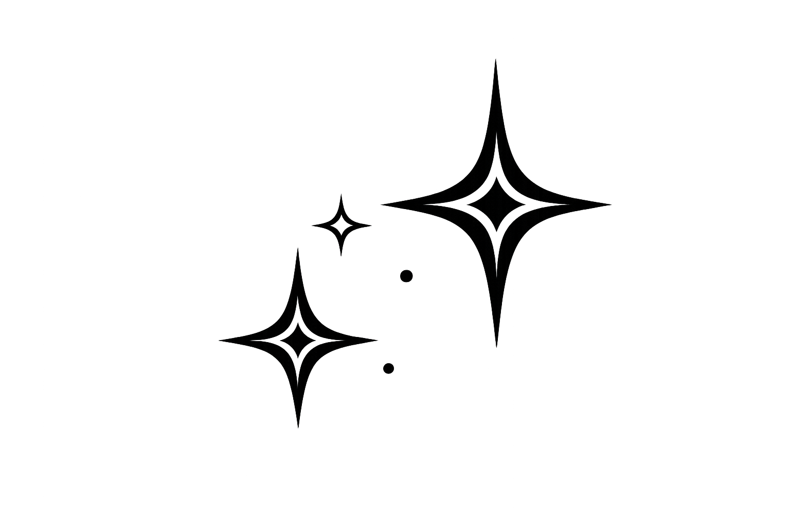 A digital illustration of a black background featuring glowing stars and sparkles, with a central focus on a radiant, star-shaped glow.
