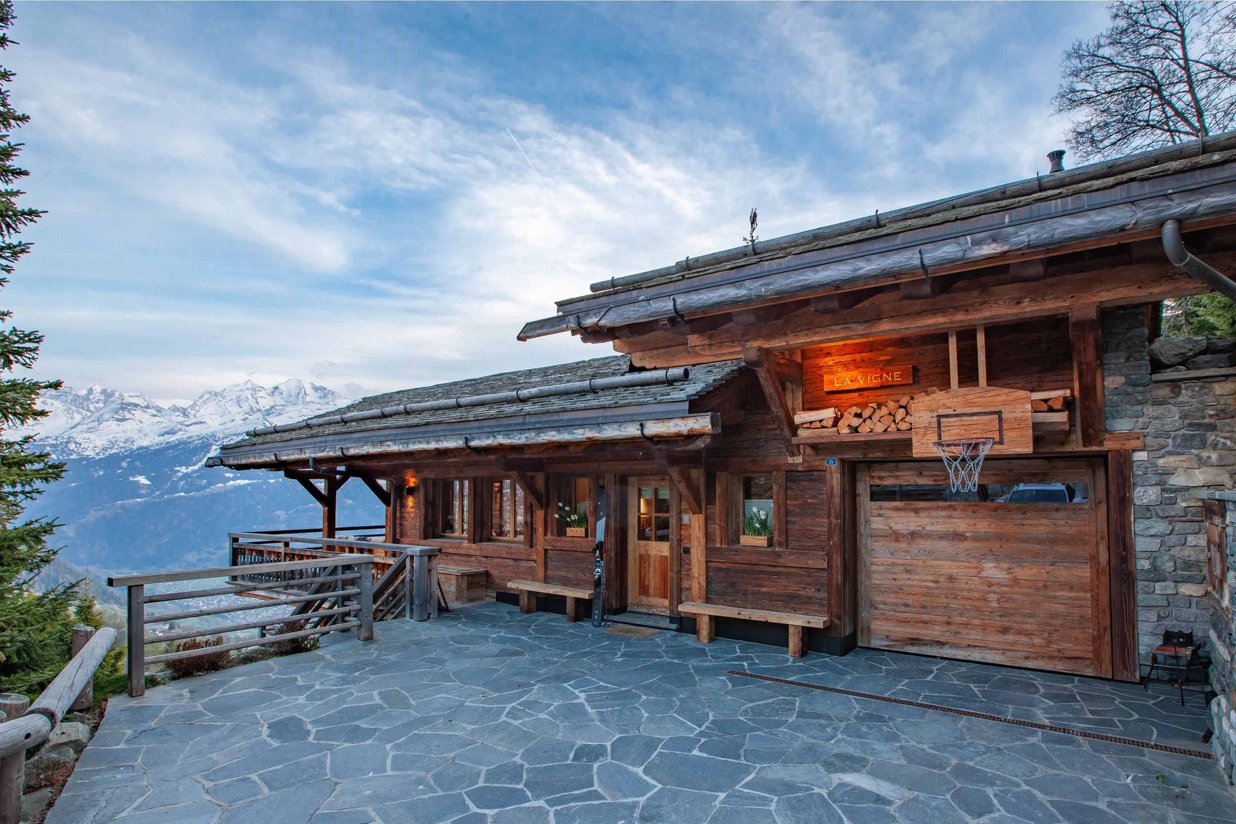 Chalet la Vigne exterior, luxury ski chalet in Patier, Verbier, Switzerland with Alpine mountain views