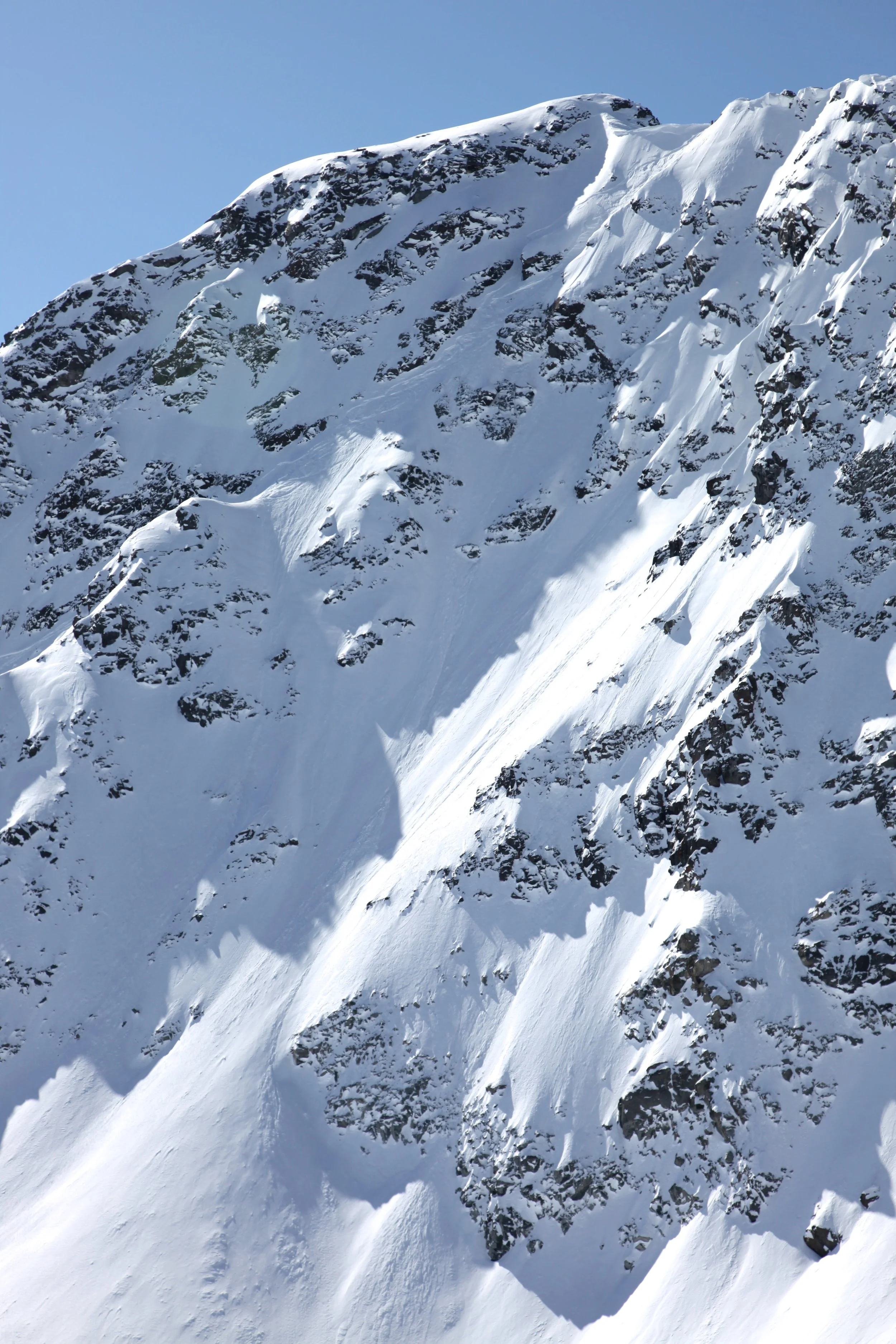 ec des Étagnes no-fall zone and couloirs, Mont Fort area, Verbier Switzerland