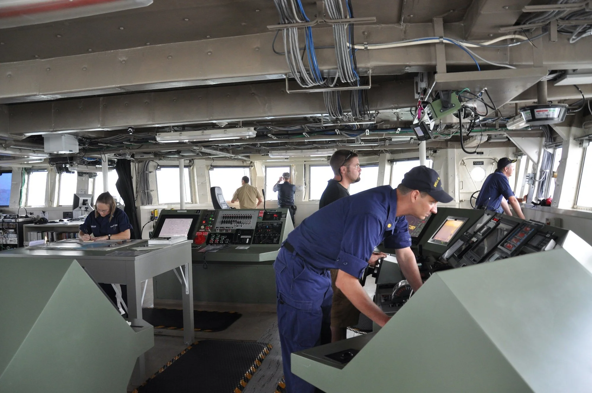 Naval workers on a ship
