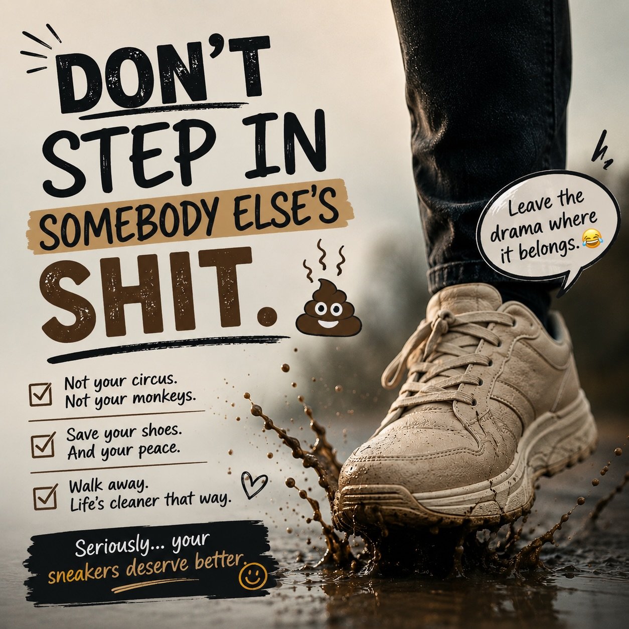 Some people wake up and choose peace. 
Others wake up looking for somewhere to dump their emotional support chaos. 💩

You do not have to volunteer as tribute.

Protect your energy. 
Protect your shoes.

#ProtectYourPeace #StayOutOfDrama #SelfAwarene