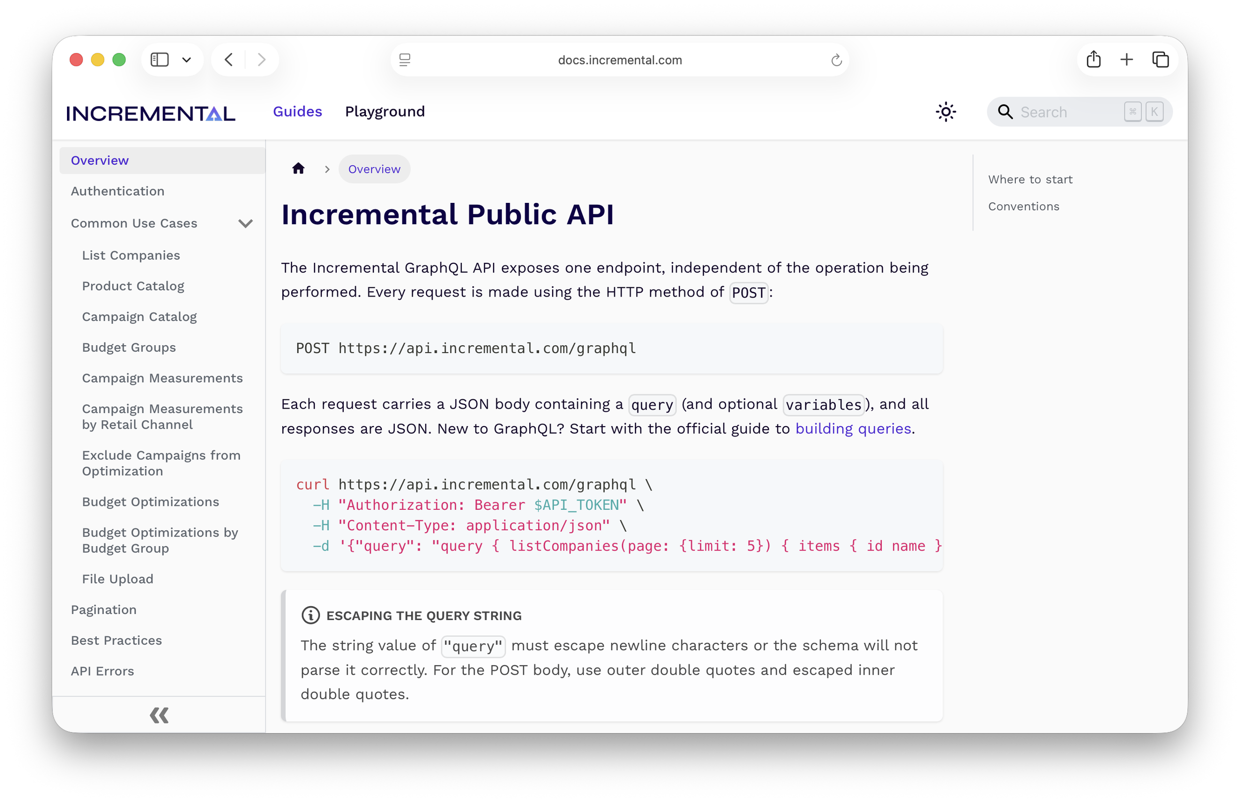 Incremental API Documentation