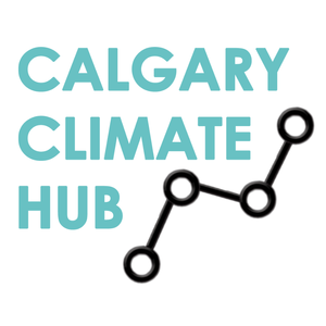 Logo for Calgary Climate Hub featuring the text and a line graph graphic.