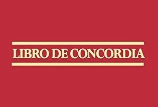 Imagen de la portada de un libro titulado 'Libro de Concordia' con fondo rojo