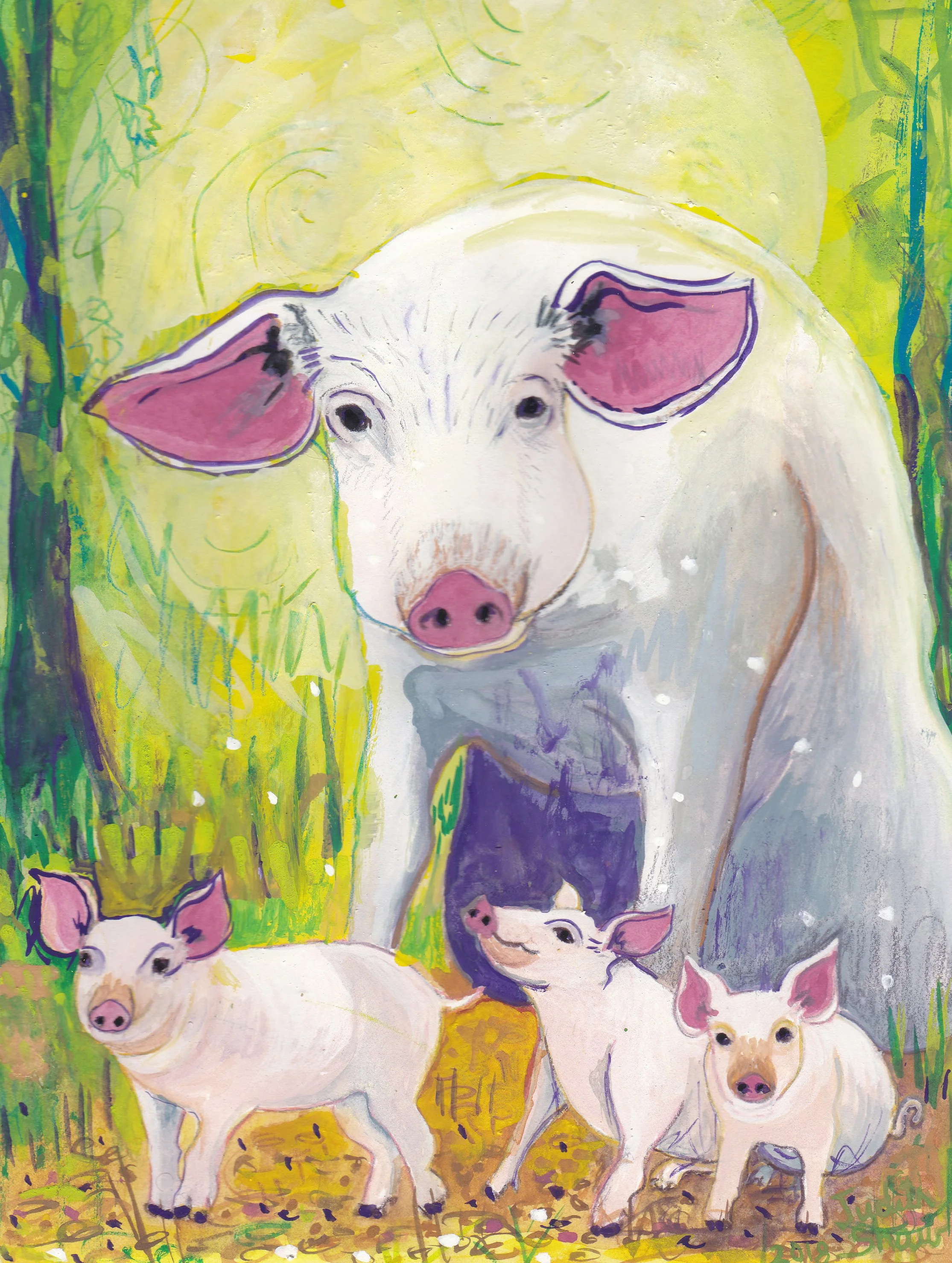 Pig Goddess Companion open-edition print by Judith Shaw from the Animal Wisdom Oracle deck