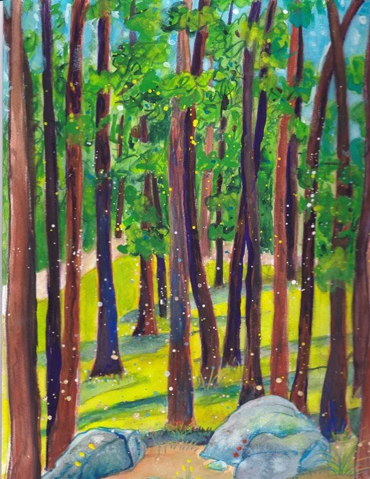 Forest Fairies, gouache