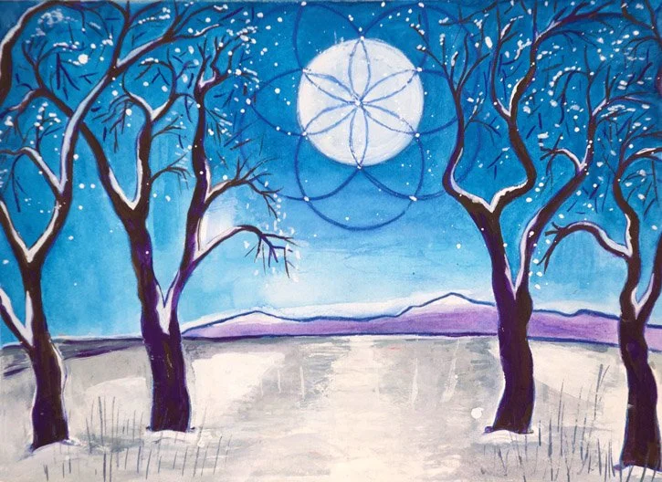 Bright Solstice Night, gouache