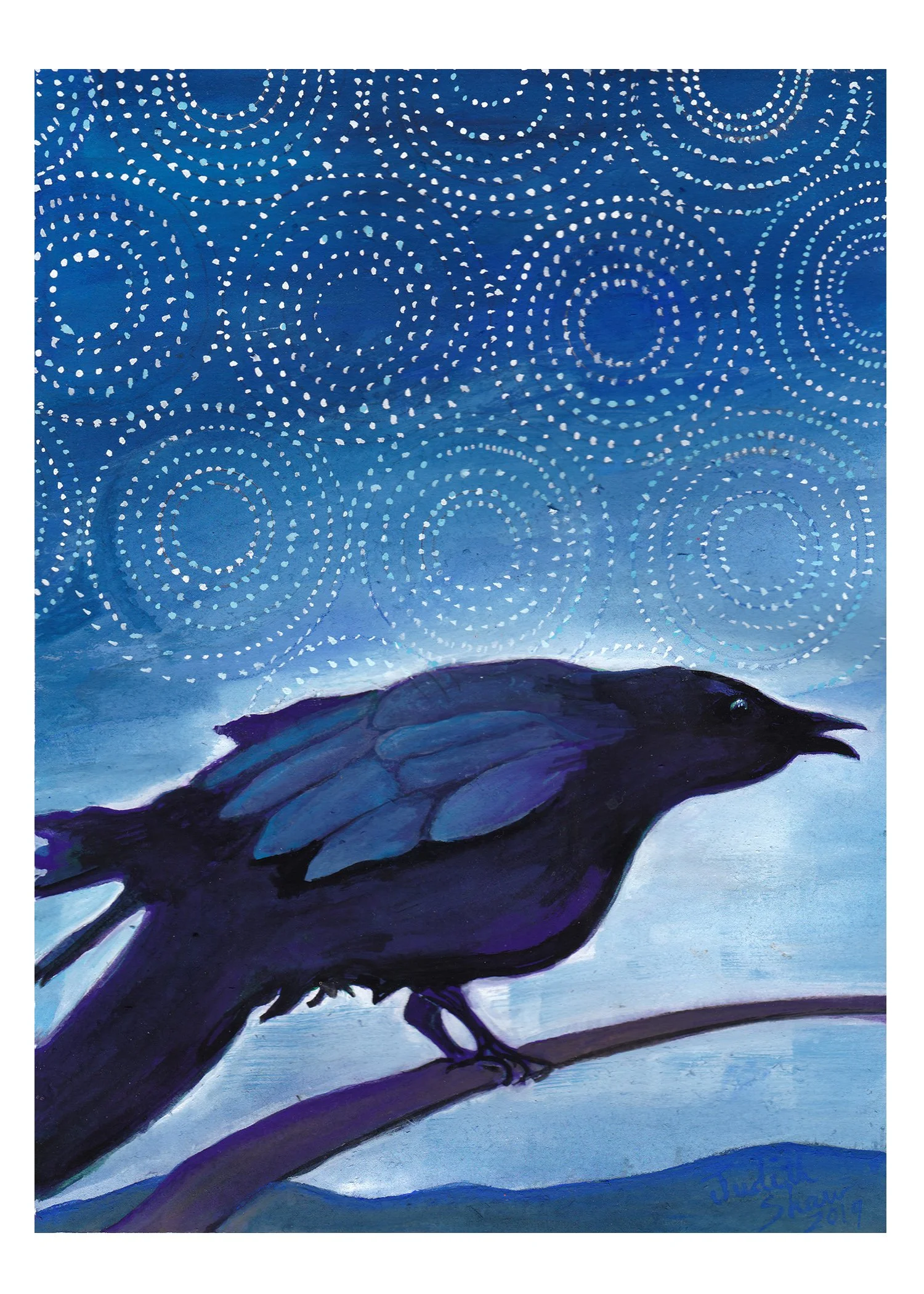 greeting card of animal painting Crow by Judith Shaw