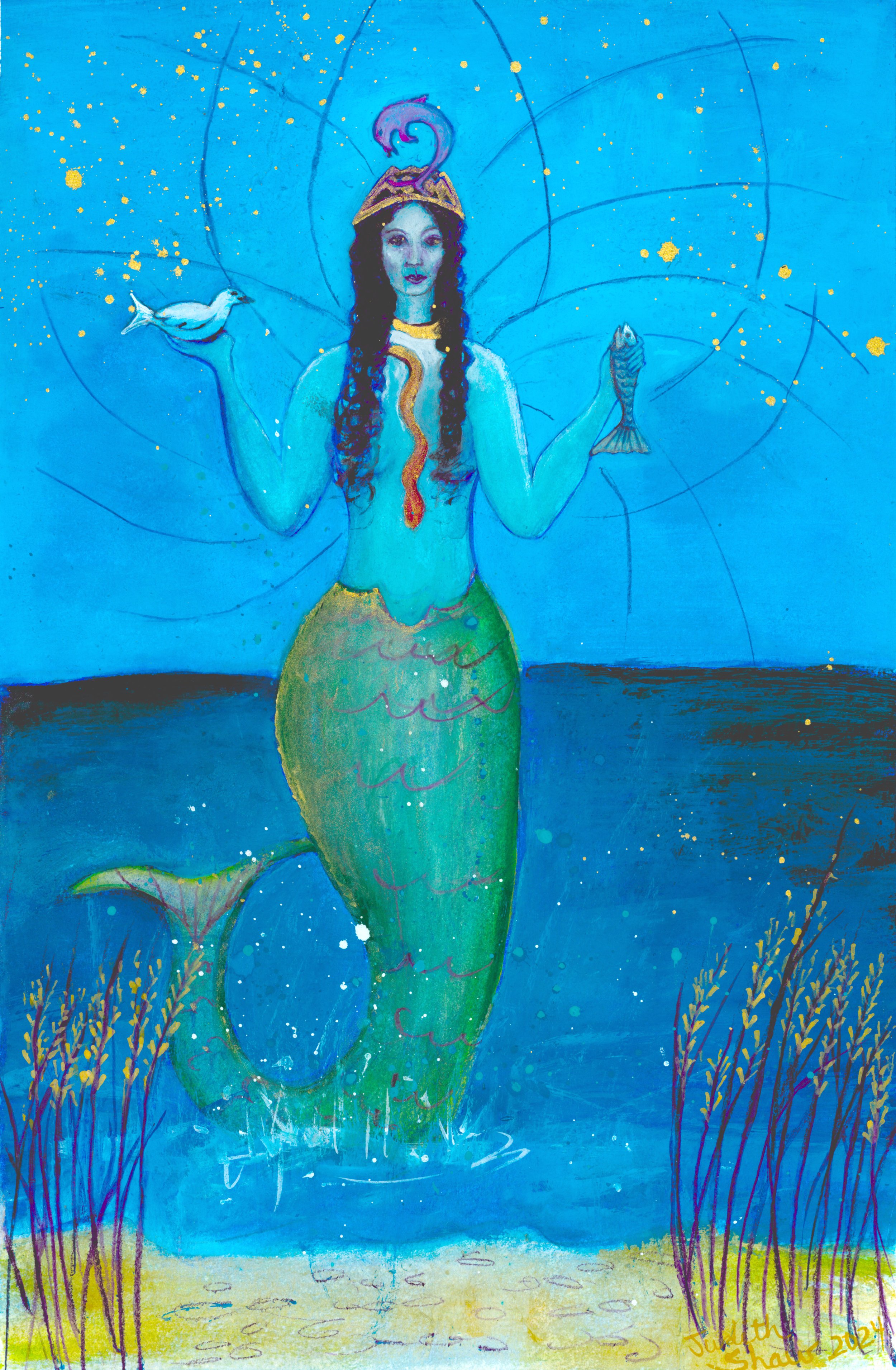 Open edition print of painting of Mermaid Goddess Atargatis by Judith Shaw