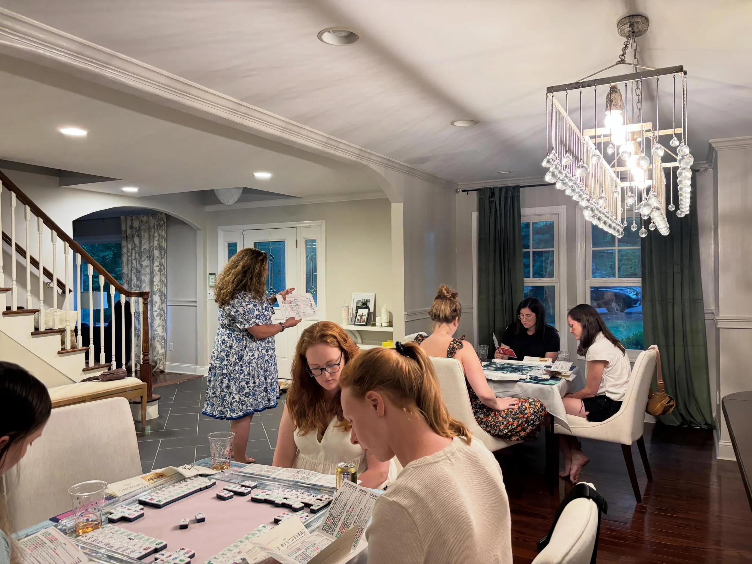 Such a fun night teaching Mahj 101 to the loveliest group of young moms! Love how they&rsquo;re taking the time to do something for themselves, and Mahjong is perfect for that! And each table had a winner! Thank you for having us! And thank you to my