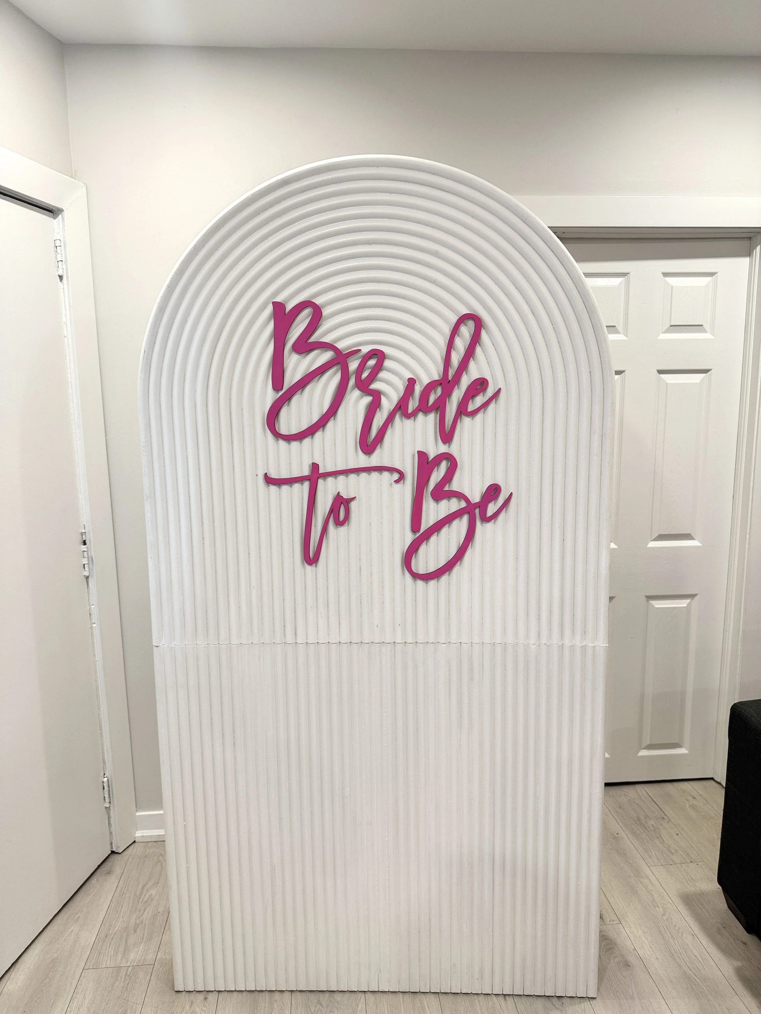 "Bride to Be" Sign — pink, blue, black, purple